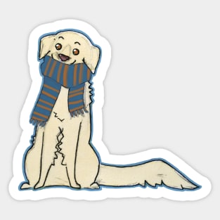 Golden retriever dog blue and bronze Sticker